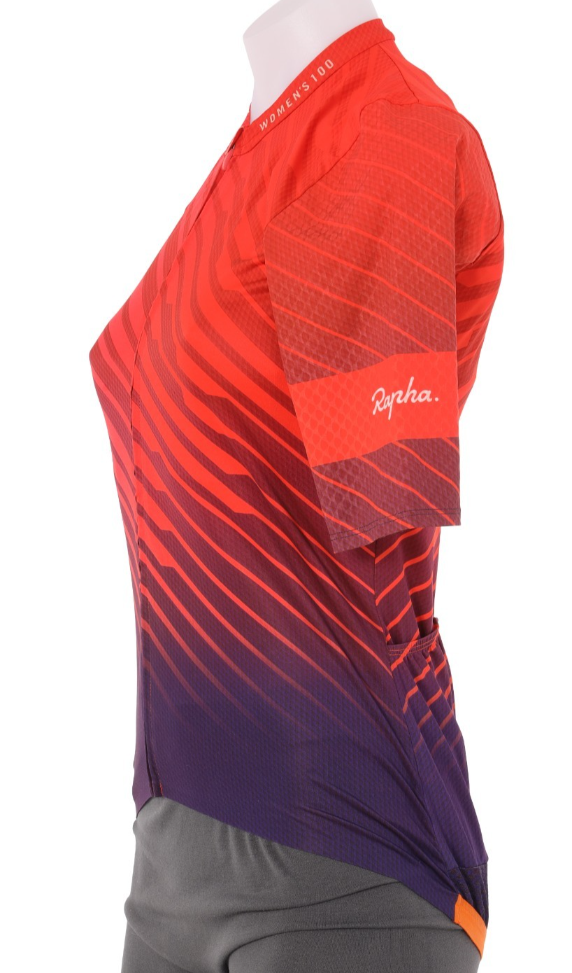 Rapha 100 Souplesse Aero Short Sleeve Jersey Women MEDIUM Orange Road Cycling