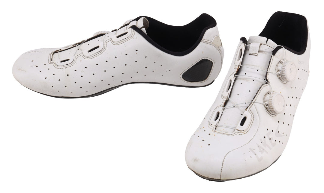 Lake CX332 Carbon Road Bike Shoes EU 47 US 13.5 Wide WHITE BOA Dial 3-Bolt Cleat