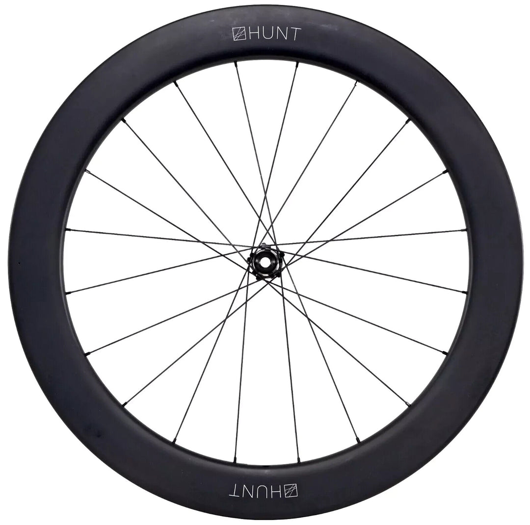 HUNT 65 Carbon Aero CL Disc Tubeless Road FRONT Wheel 12 x 100mm 700c EZO Race