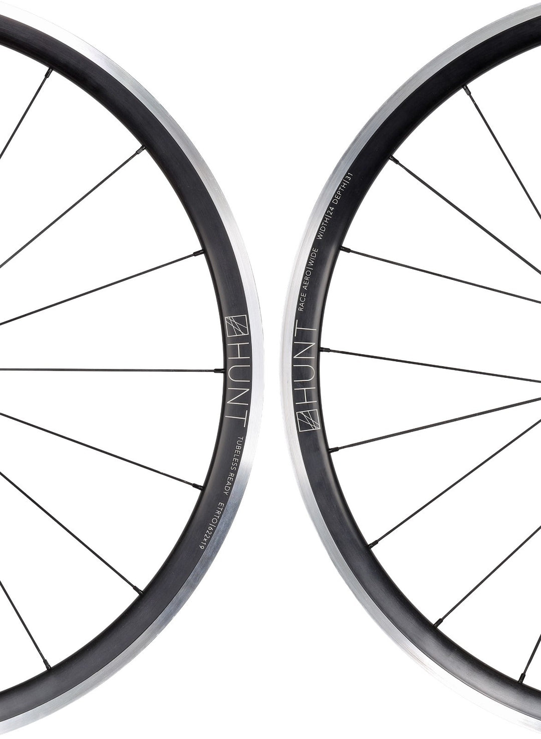 HUNT Race Aero Wide Alloy Road Wheelset Tubeless Shimano 11 Sp 700c QR Rim Brake