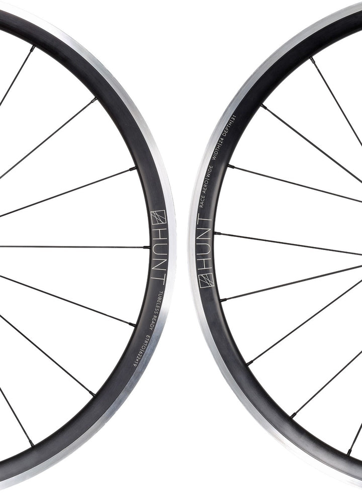 HUNT Race Aero Wide Alloy Road Wheelset Tubeless Shimano 11 Sp 700c QR Rim Brake