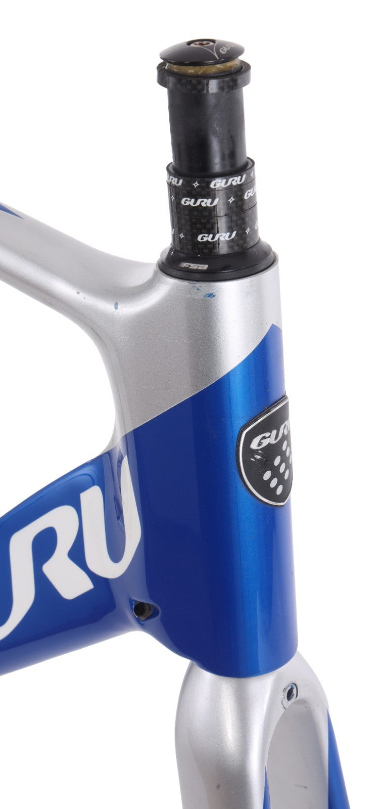 Guru Crono Carbon Triathlon TT Bike Frameset QR Rim Brake 54cm Silver/Blue 700c