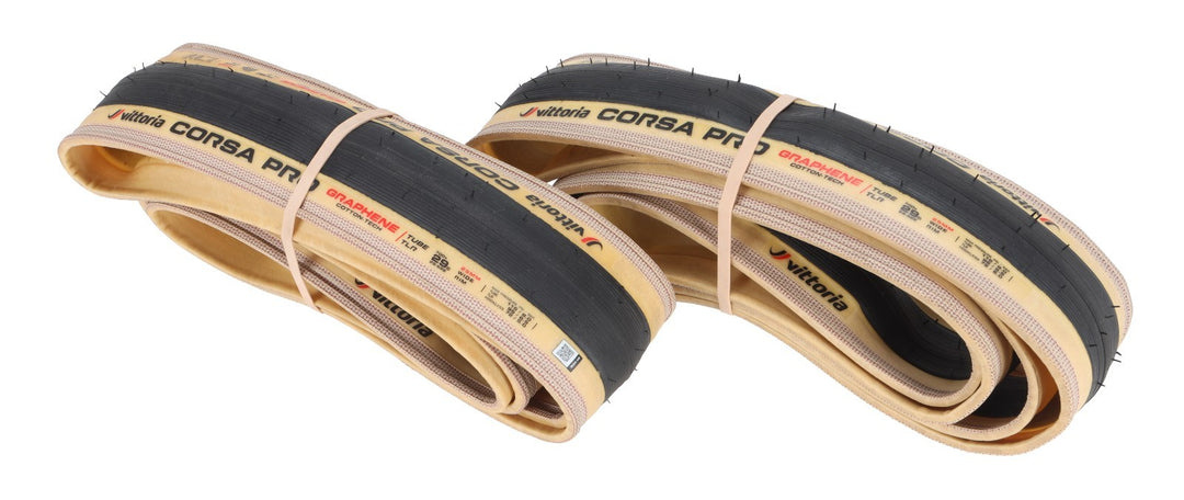 Vittoria Corsa PRO Graphene TLR Road Bike Tire 700x 29c PAIR Tanwall Cotton-Tech