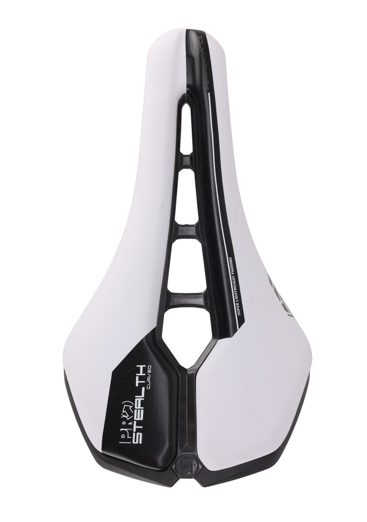 PRO Stealth Curved Carbon Road Bike Saddle 142mm 7 x 7mm INOX Rail WHITE Gravel