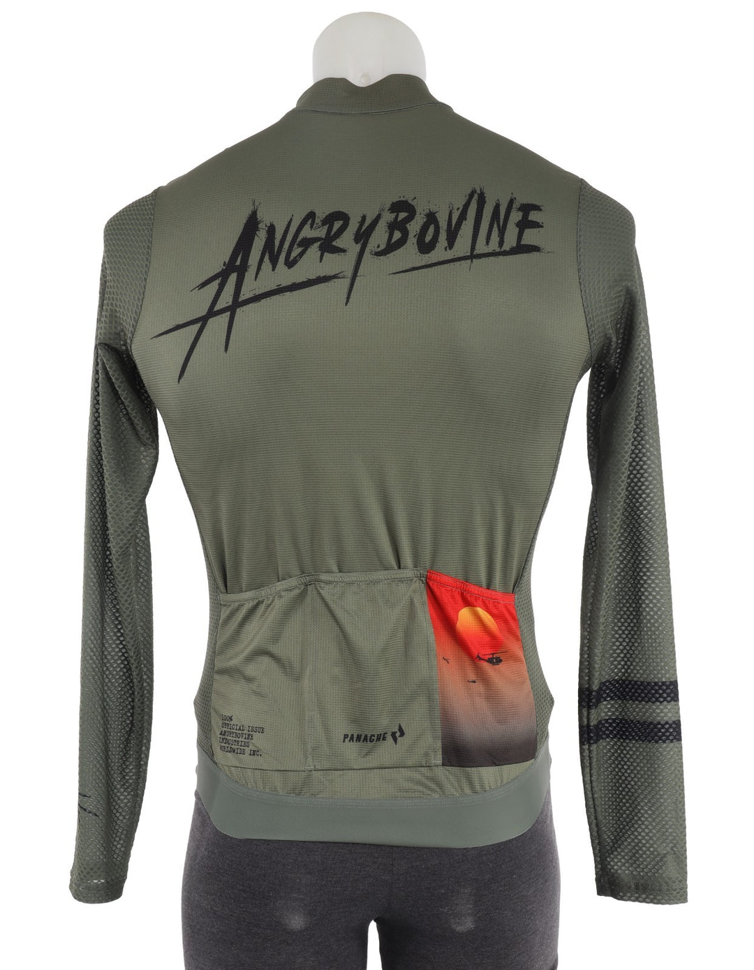 Panache Angry Bovine Long Slv Pro Air Road Cycling Jersey Men M Green Base Layer