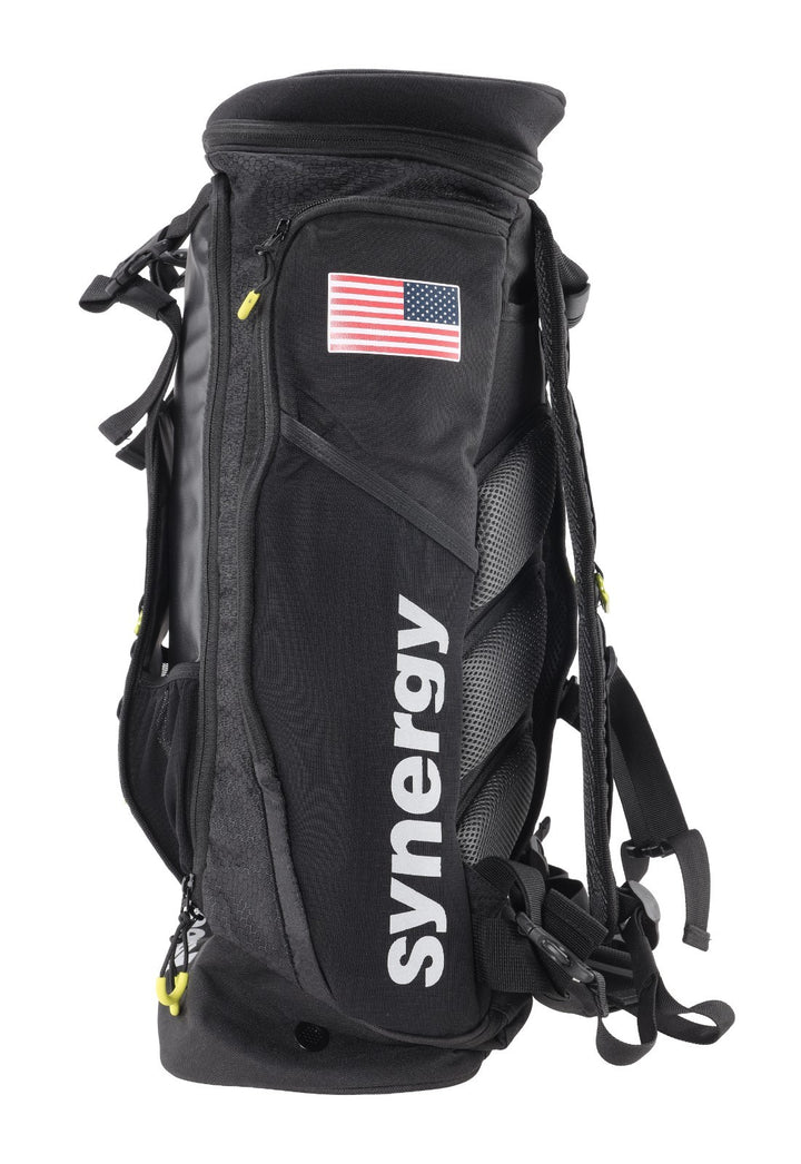 Synergy x USA Triathlon Transition Backpack Wet/Dry Zones BLACK Race Day Pack