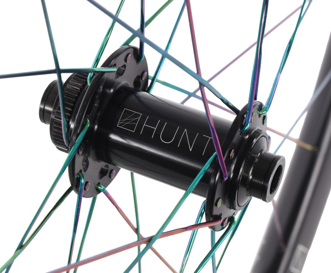 HUNT 35 Carbon Disc Tubeless Gravel Bike FRONT Wheel 12x 100mm 700c Oil-Slick CX