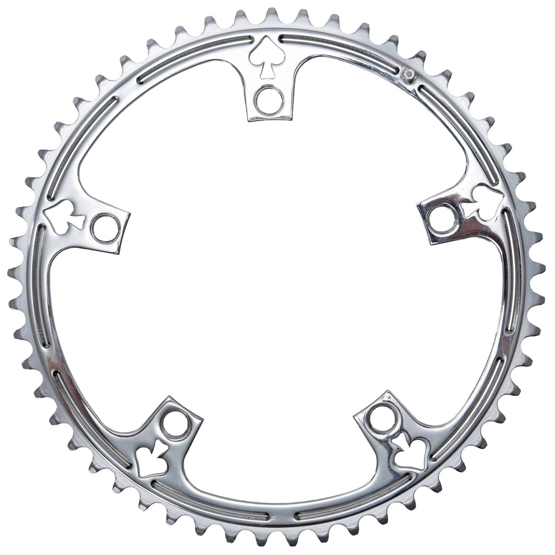 Nickel Finish Spade Road Bike Outer Chainring 53T 144BCD 5 Bolt Campy Record Era
