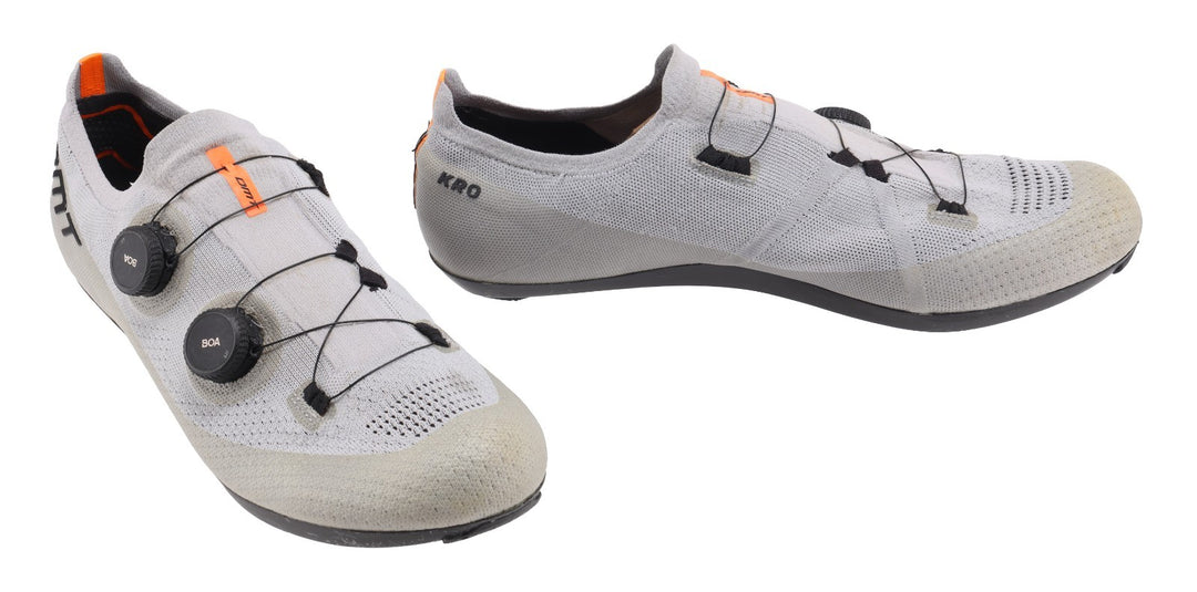 DMT KR0 Knit Road Bike Shoes EU 47 US Men 13 BOA GREY/ORANGE 3-Bolt Gravel