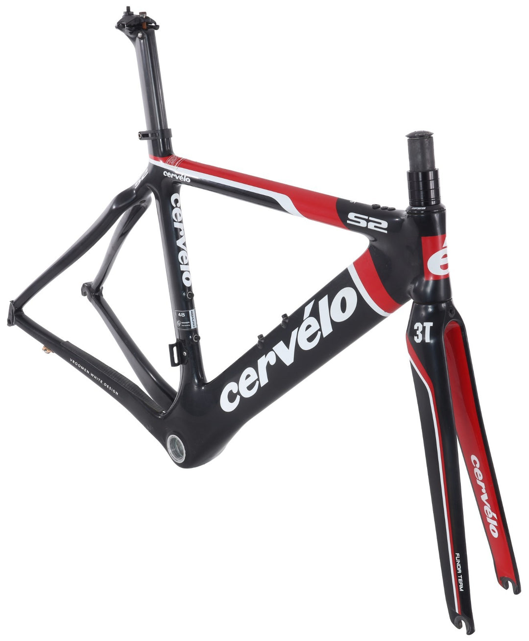 Cervelo S2 Carbon Aero Bike Frameset 48cm Black/Red 700c Rim QR 2011 **FOR PARTS