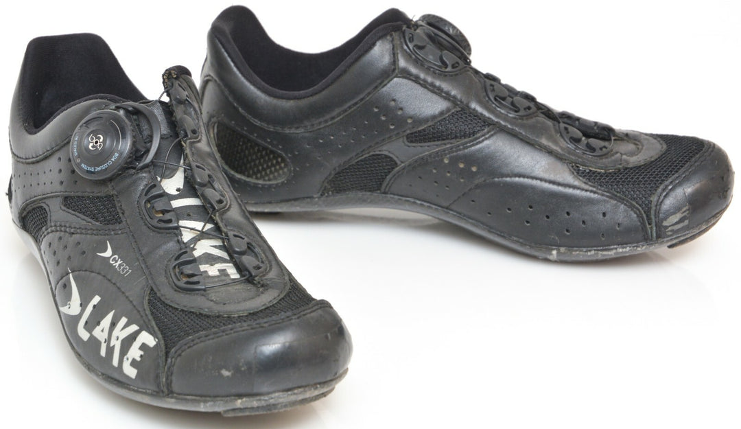Lake CX331 Carbon Road Bike Shoes EU 39.5 US Men 5.5 BLACK 3 Bolt BOA Cycle Race