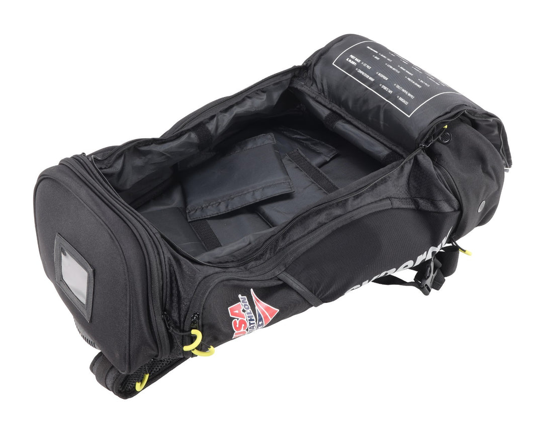 Synergy x USA Triathlon Transition Backpack Wet/Dry Zones BLACK Race Day Pack