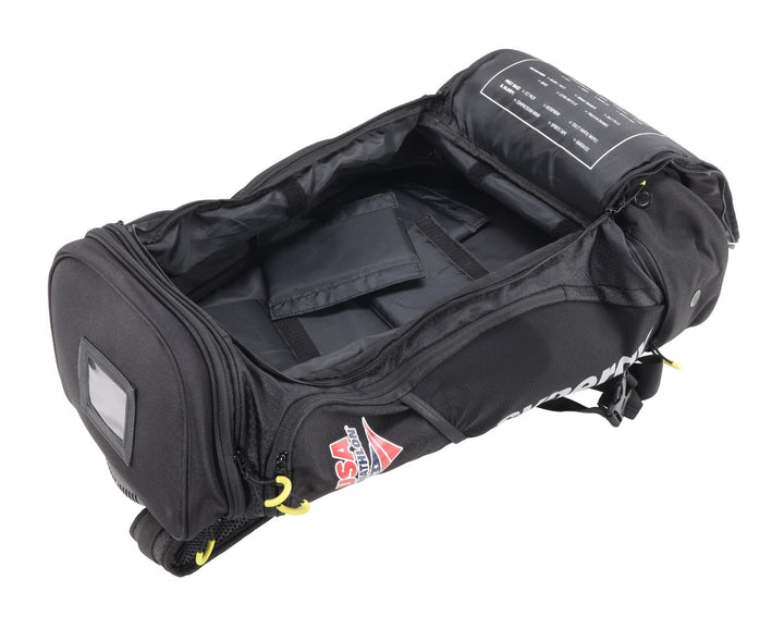 Synergy x USA Triathlon Transition Backpack Wet/Dry Zones BLACK Race Day Pack