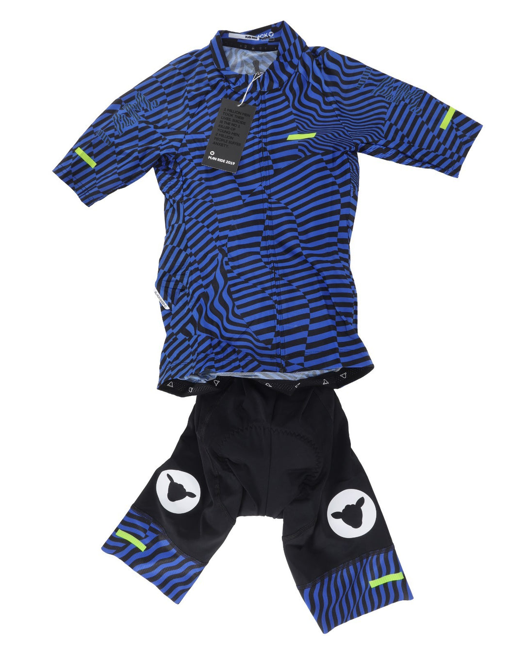 Black Sheep Man Ride Short Sleeve Cycling Kit Men XXS Black/Blue Road Bike