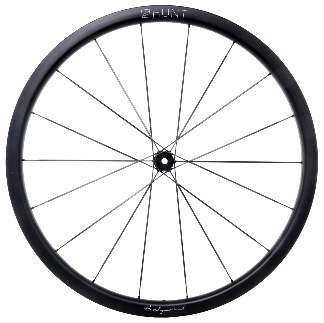 HUNT 32 UD Carbon Spoke Aerodynamicist Tubeless Front Wheel 12mm TA 700c CL Disc