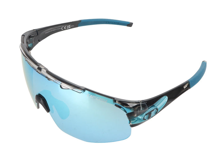 Tifosi Sledge Lite Road Bike Sunglasses Crystal Smoke w/3 Lenses Clarion Blue