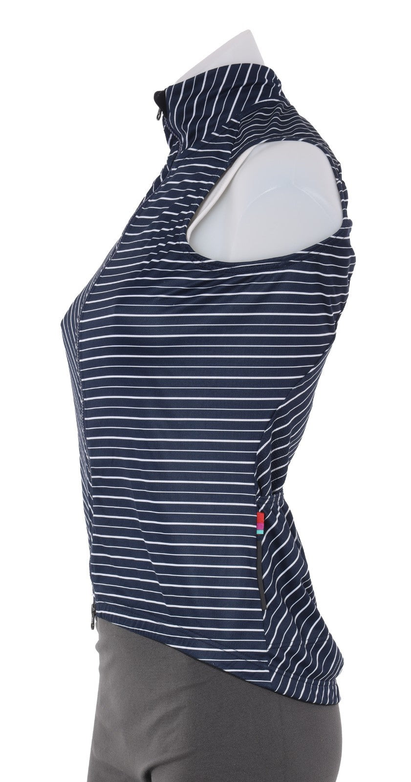 Velocio Wind Vest Women SMALL Blue Stripe Road Bike Gravel Race Mountain