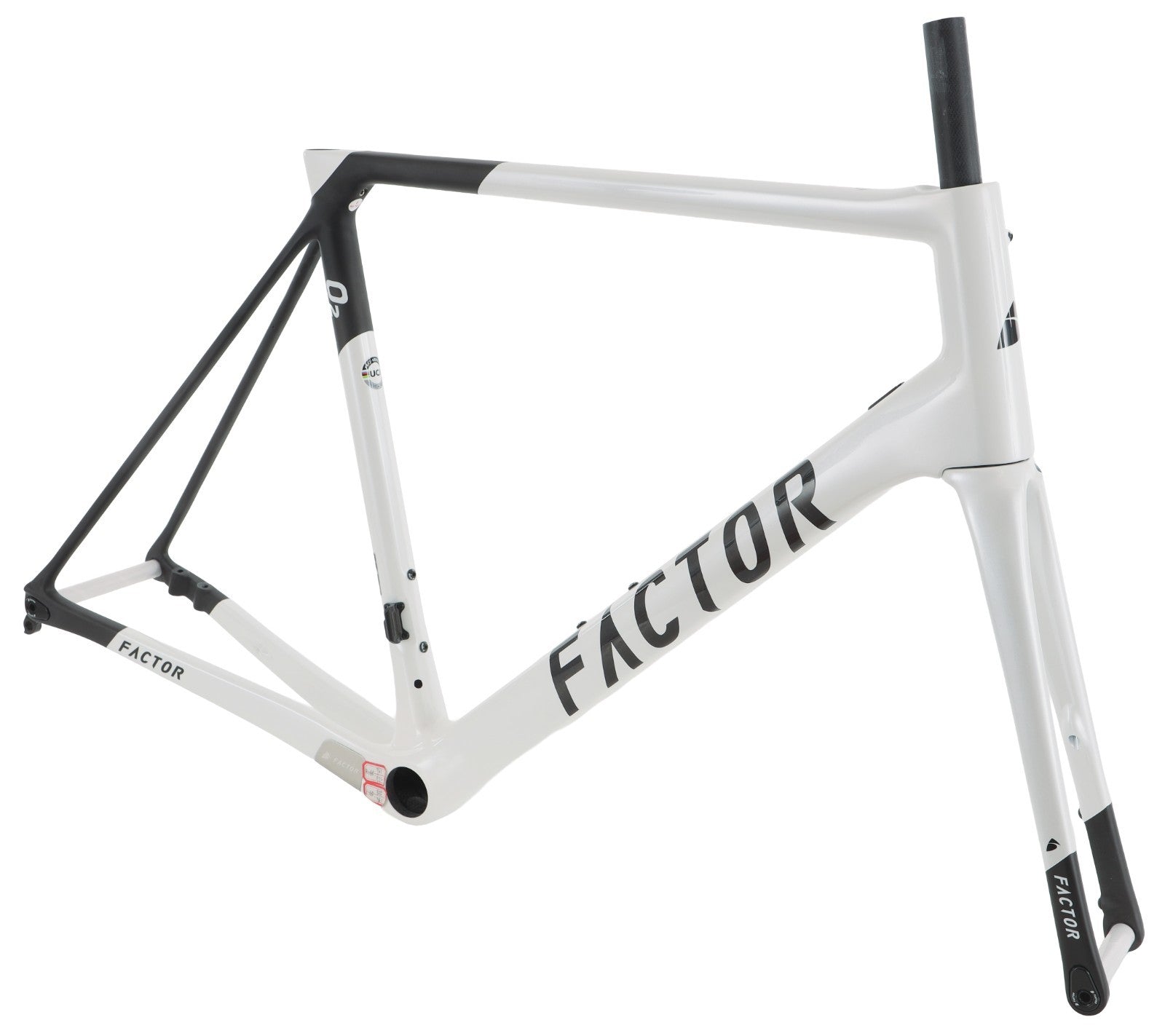 Factor O2 Disc Carbon Road Bike Frameset 58cm Thru-Axle Pearl White Fi ...
