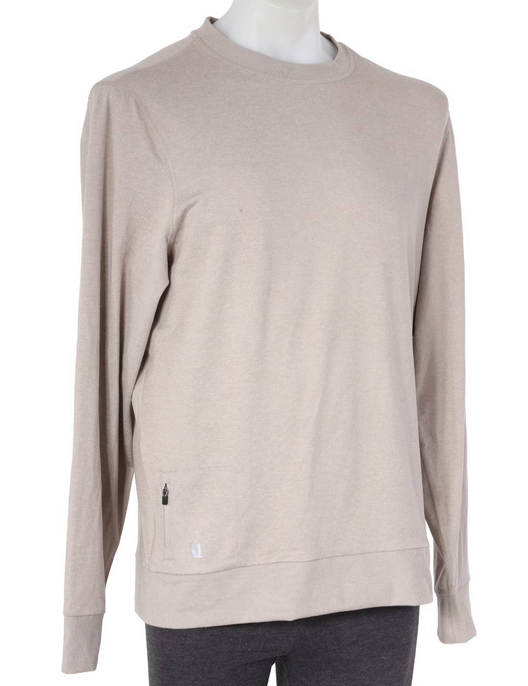 Vuori Ponto Performance Crew Long Sleeve Men LARGE Salt Lifestyle Zip Pocket