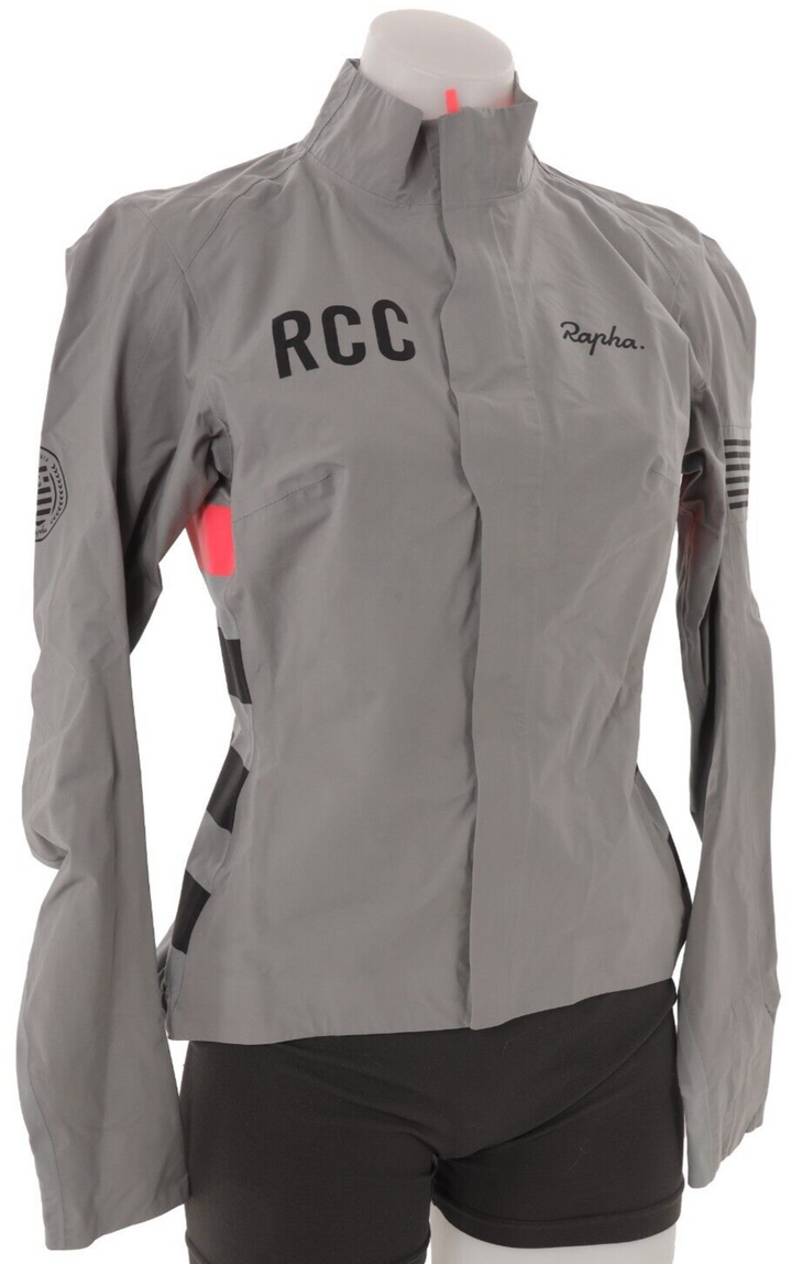 Rapha Women Pro Team RCC Race Cape Rain Jacket MEDIUM Gray Cycling Club Bike