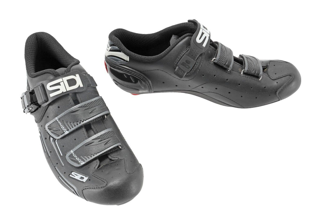 Sidi Level Carbon Road Bike Shoes EU 43 US Men 9.5 Black 3 Bolt Tri Race Cycling