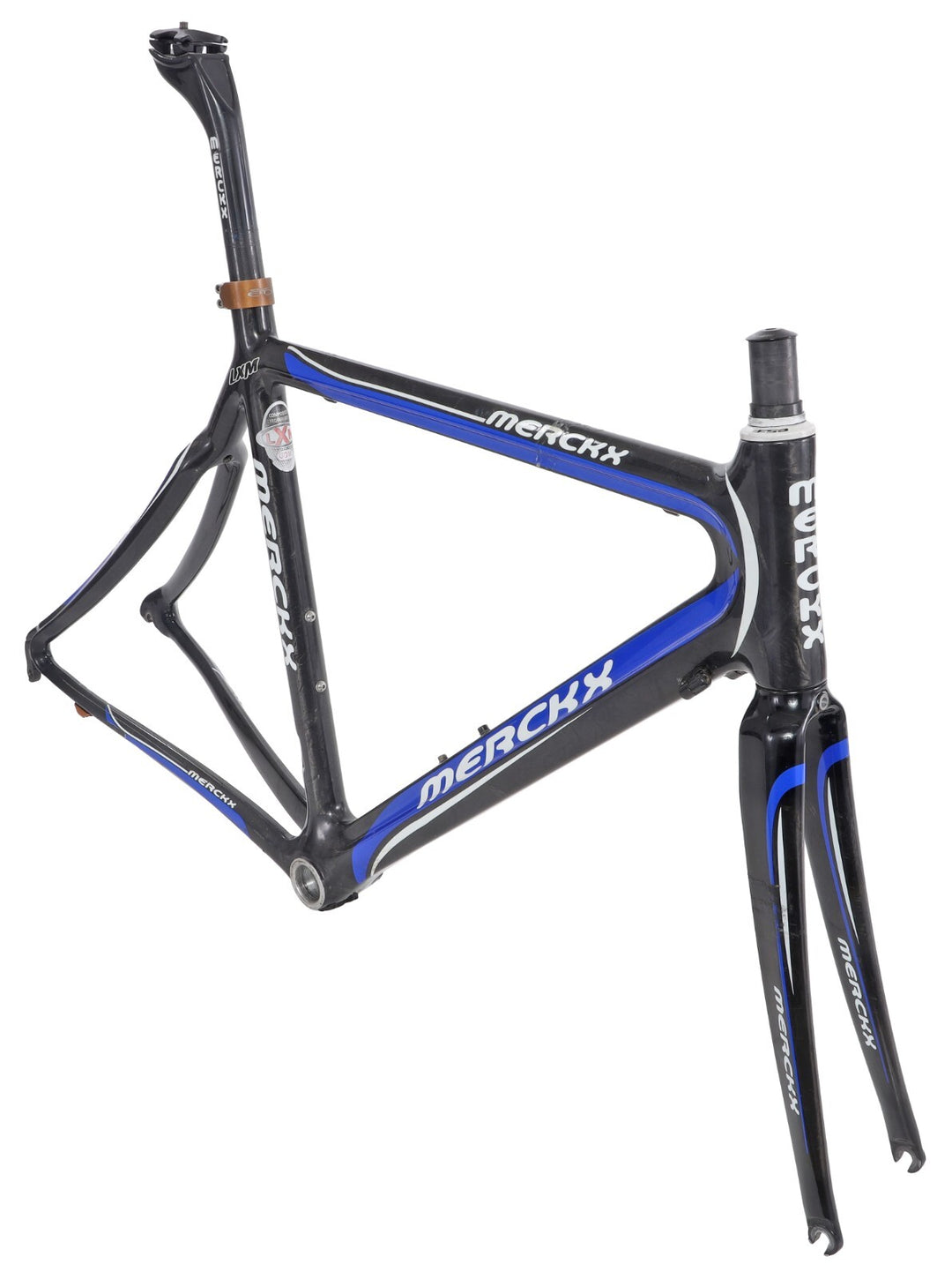 Eddy Merckx LXM Carbon Road Bike Frameset 55cm Sloping BLUE/BLACK QR Rim 2009
