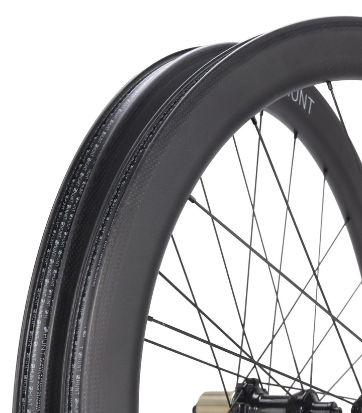 HUNT 50 Carbon Wide Aero Road Wheelset Tubeless Shimano 11 Spd 700c QR Rim Brake