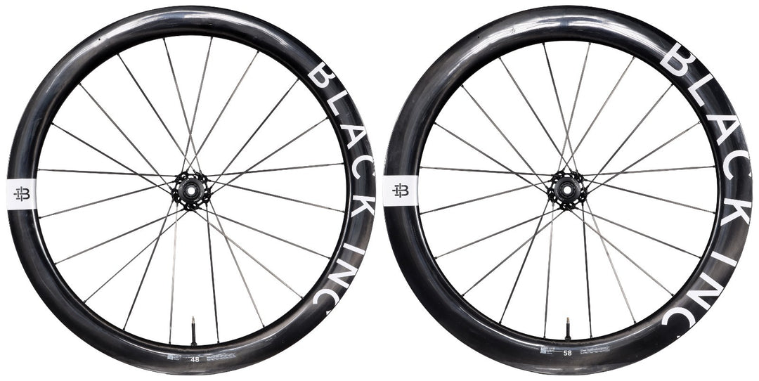 Black Inc 48|58 UD Carbon Spoke Tubeless CL Disc Road Bike Wheelset SRAM XDR 12s