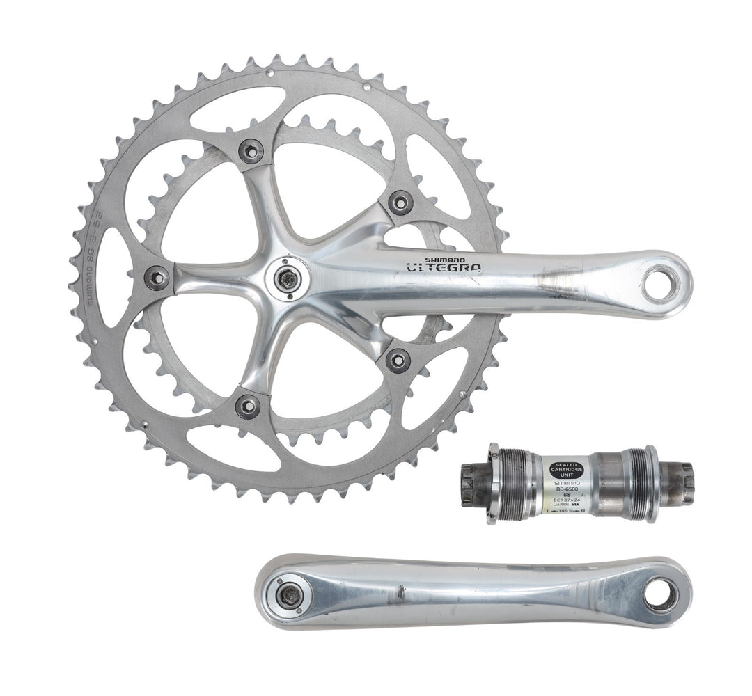 Shimano Ultegra FC-6500 2 x 9 Spd Road Bike Crankset 175mm 53/39T w/ BB Vintage