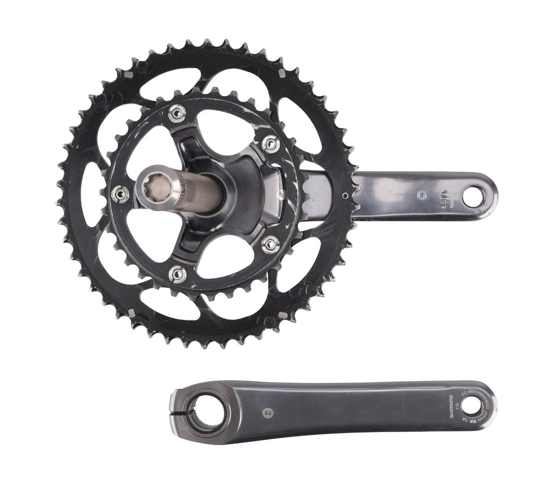 Shimano Ultegra FC-6650 2 x 10 Spd Compact Road Bike Crankset 175mm 50/34T w/ BB