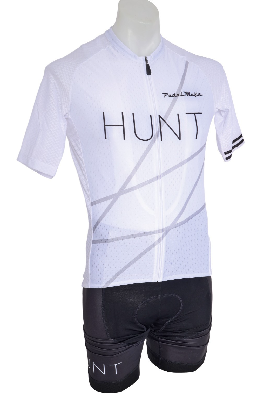 Pedal Mafia Hunt Wheels Short Sleeve Cycling Kit Men SIZES Black White Road Bike