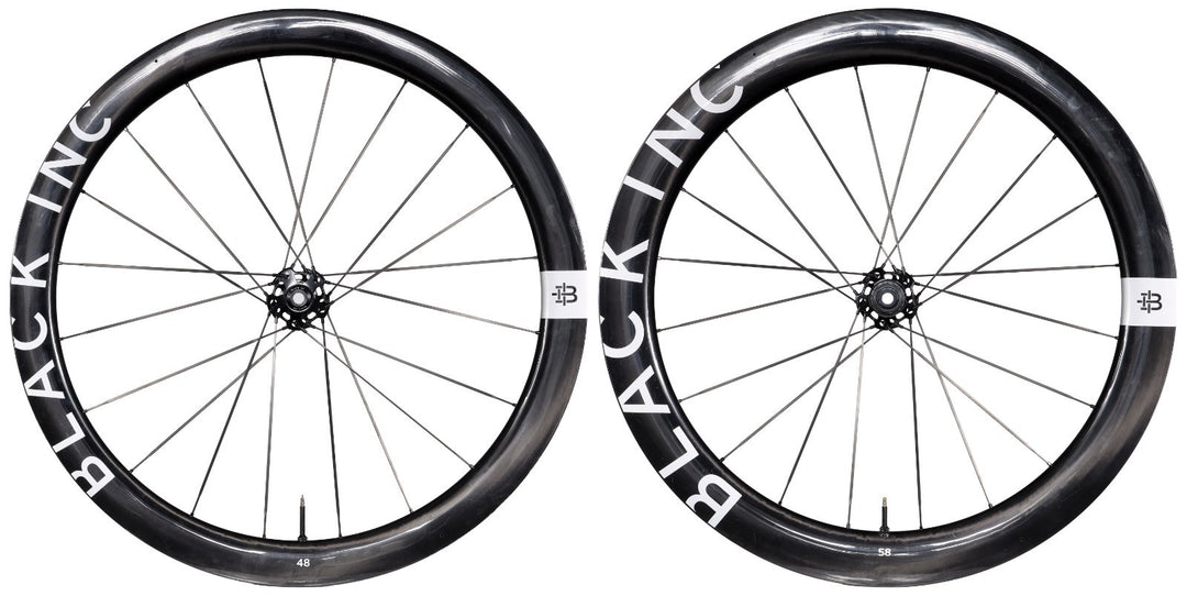 Black Inc 48|58 UD Carbon Spoke Tubeless CL Disc Road Bike Wheelset SRAM XDR 12s