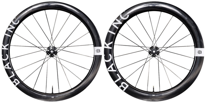 Black Inc 48|58 UD Carbon Spoke Tubeless CL Disc Road Bike Wheelset SRAM XDR 12s