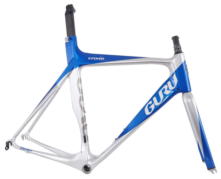 Guru Crono Carbon Triathlon TT Bike Frameset QR Rim Brake 54cm Silver/Blue 700c