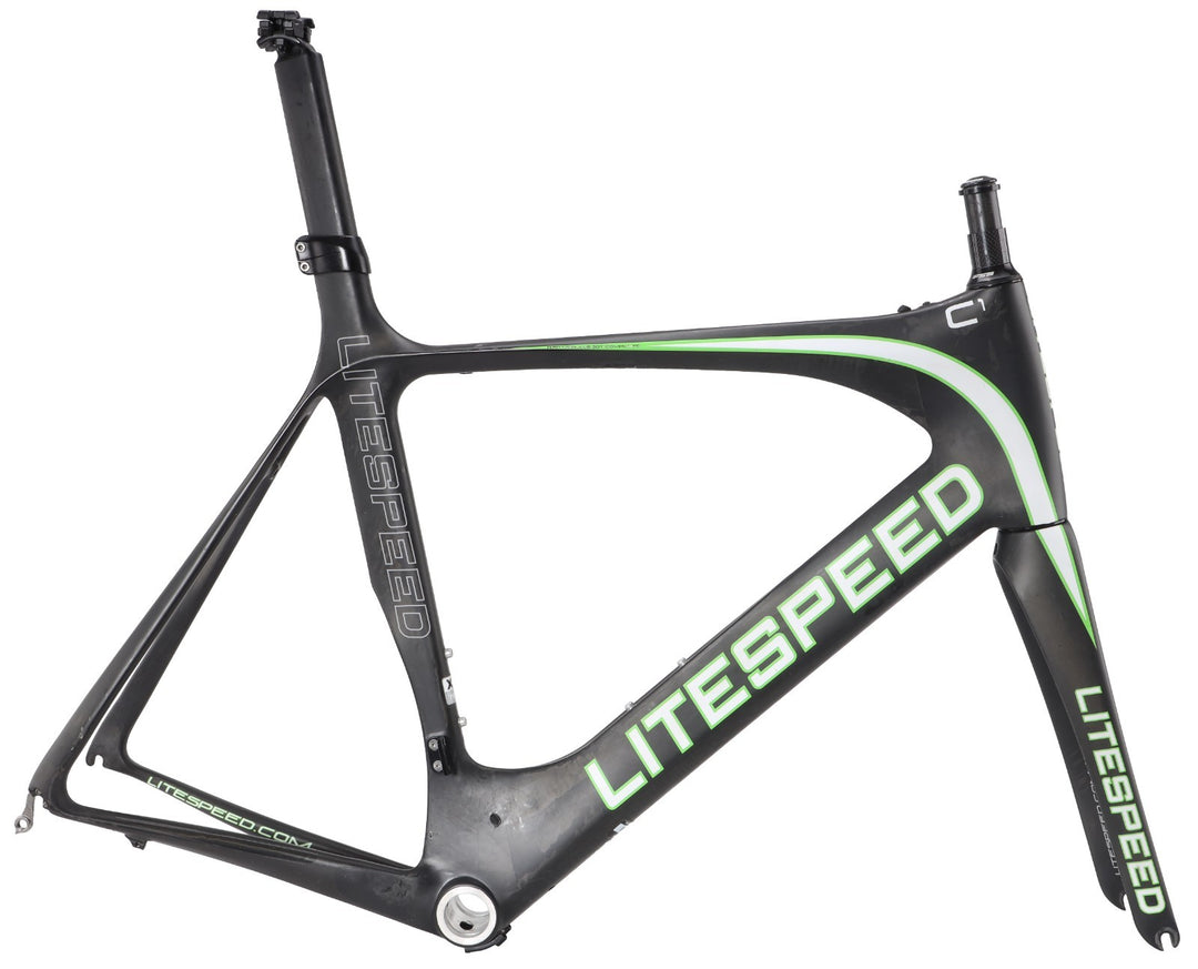 Litespeed C1 Carbon Road Bike Frameset XL Nude/White/Green 700c QR Rim Aero 2013