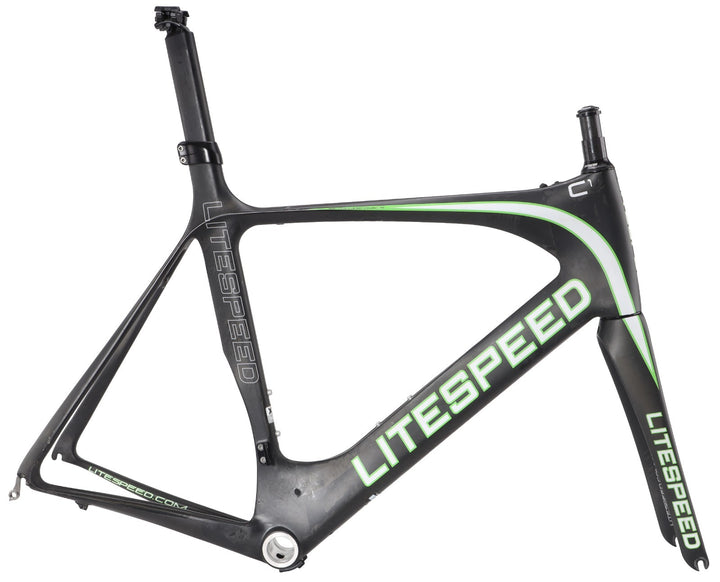 Litespeed C1 Carbon Road Bike Frameset XL Nude/White/Green 700c QR Rim Aero 2013
