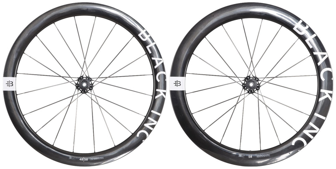 Black Inc 48|58 UD Carbon Spoke Tubeless CL Disc 12s Road Bike Wheelset SRAM XDR