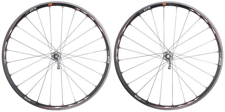 Shimano XTR WH-M975 Alloy 26” Tubeless Disc Mtn Bike Wheelset 9/10s Titanium QR