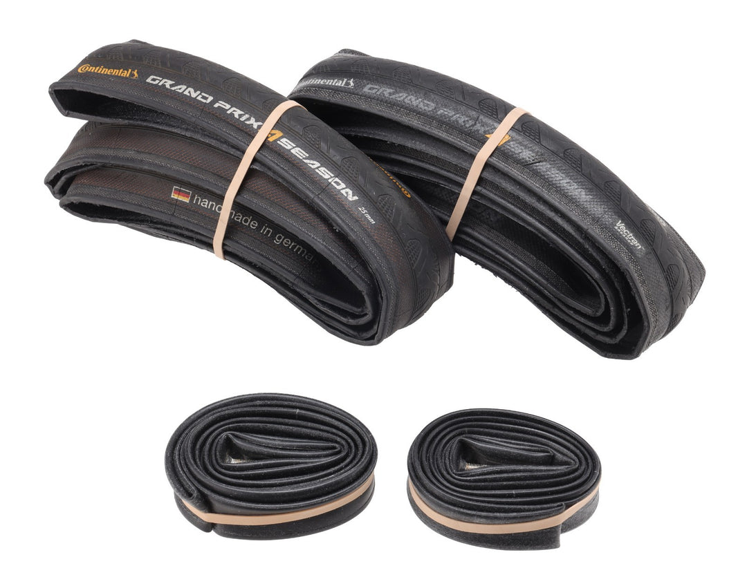 Continental Grand Prix 4 Season Clincher Road Bike Tires 700x 25c 1 PAIR w Tubes