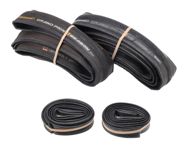 Continental Grand Prix 4 Season Clincher Road Bike Tires 700x 25c 1 PAIR w Tubes