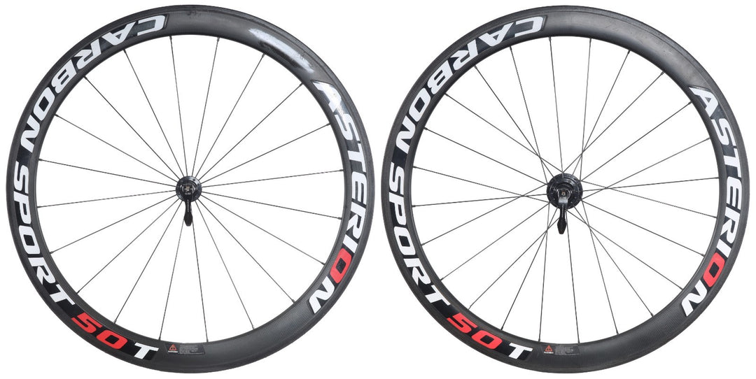Asterion Carbon Sport 50T Tubular Road Wheelset Shimano 11 Spd 700c Rim Brake QR