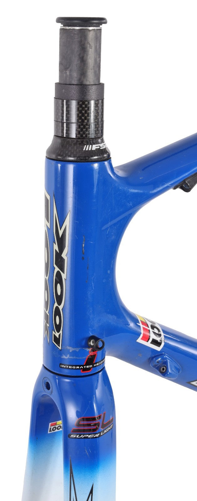 LOOK KG486 Carbon Road Race Bike Frameset White/Blue QR Rim Brake 55cm 700c 2004