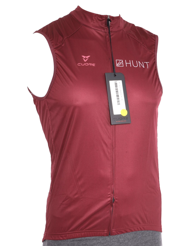 Cuore Hunt Wheels Silver Cycling Wind Vest Men MEDIUM Maroon Road Bike Race
