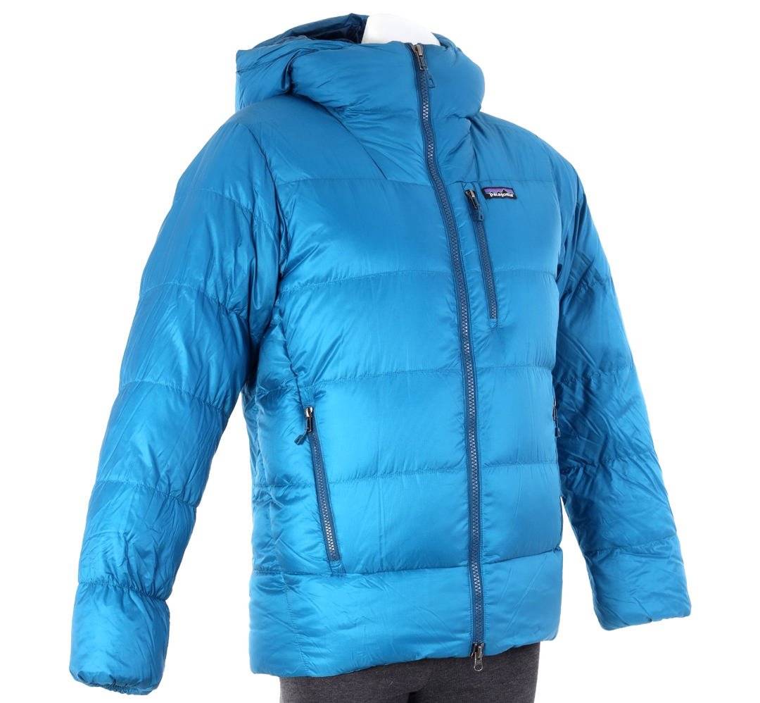 Patagonia Fitz Roy Down Hooded Jacket Men SMALL Blue Winter Skiing Backcountry