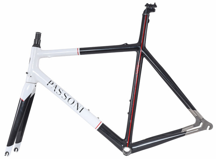 Passoni Nero XL Carbon Ti Road Bike Frameset 56cm WHITE/BLACK 700c QR Italy