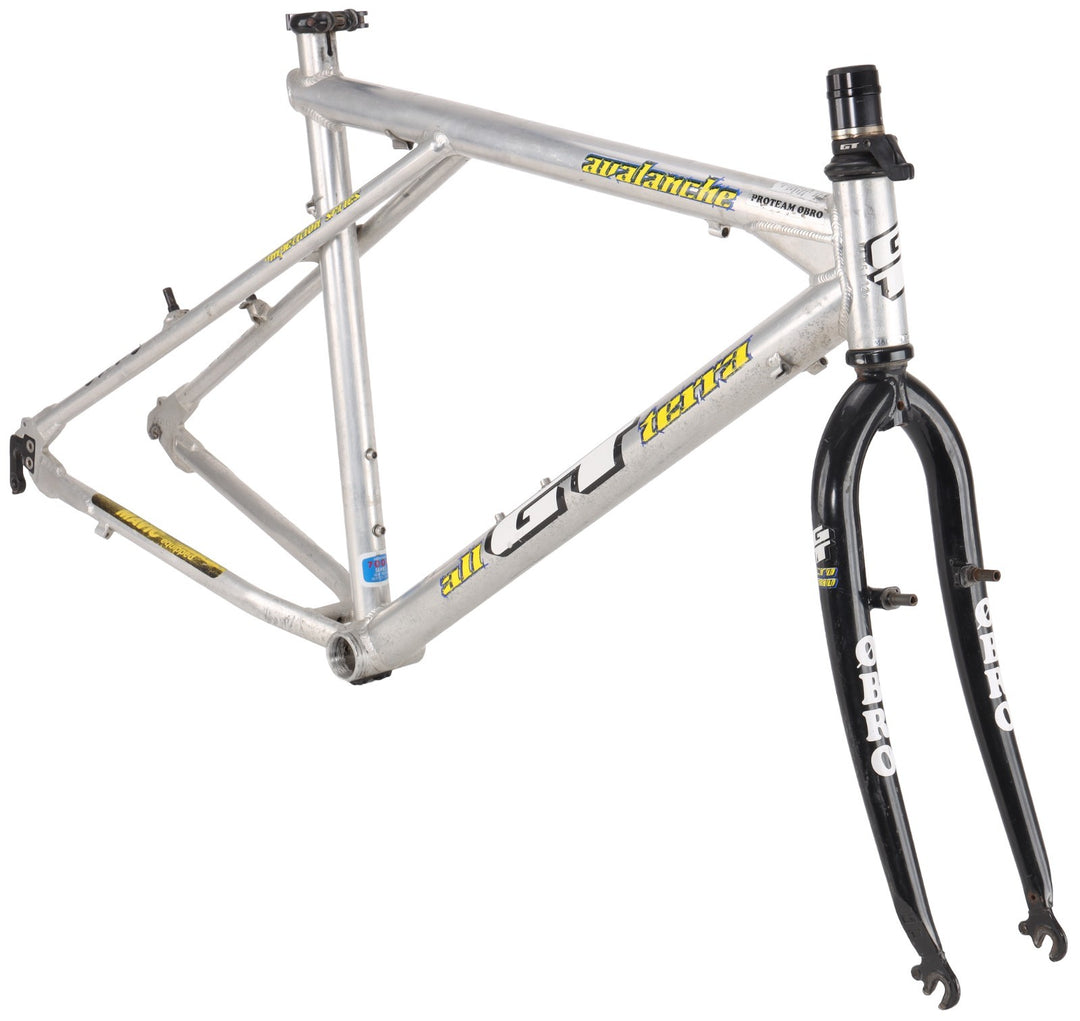 GT Avalanche Alloy 26" MTB Frameset LG Silver Rim Brake Triple Triangle '90s
