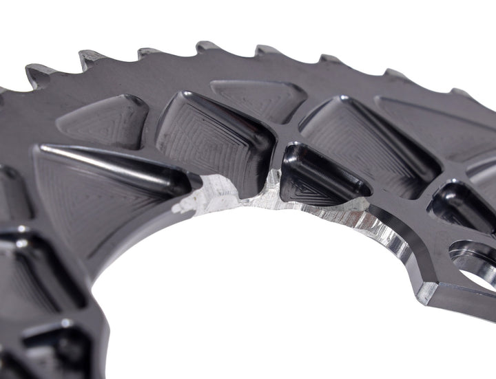 absoluteBlack Premium Oval 52/36T Road Bike Chainring SET 4-Bolt Grey 110mm BCD
