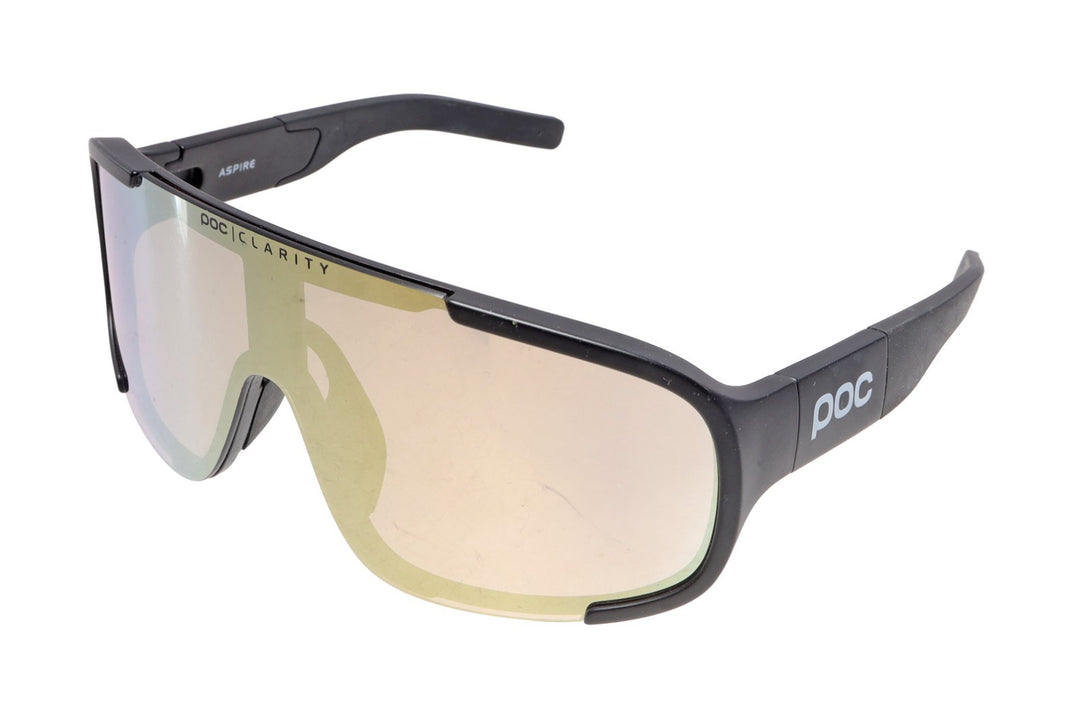 POC Aspire Cycling Sunglasses BLACK Clarity Gold Lens Carl Zeiss Road MTB Secure