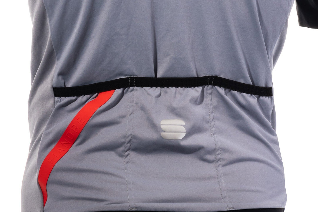 Sportful Fiandre Jersey Short Sleeve Men LARGE Grey/Black Road Race Gravel Bike