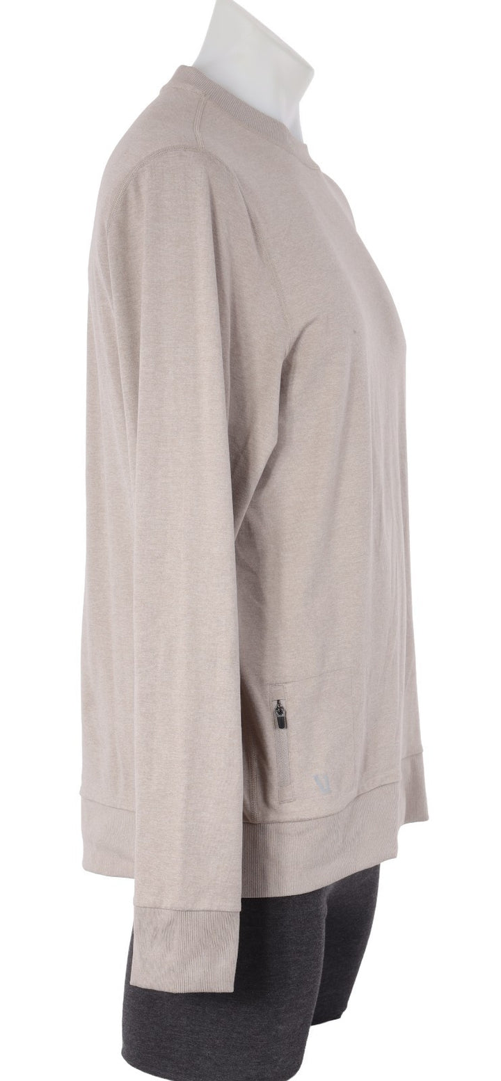 Vuori Ponto Performance Crew Long Sleeve Men LARGE Salt Lifestyle Zip Pocket